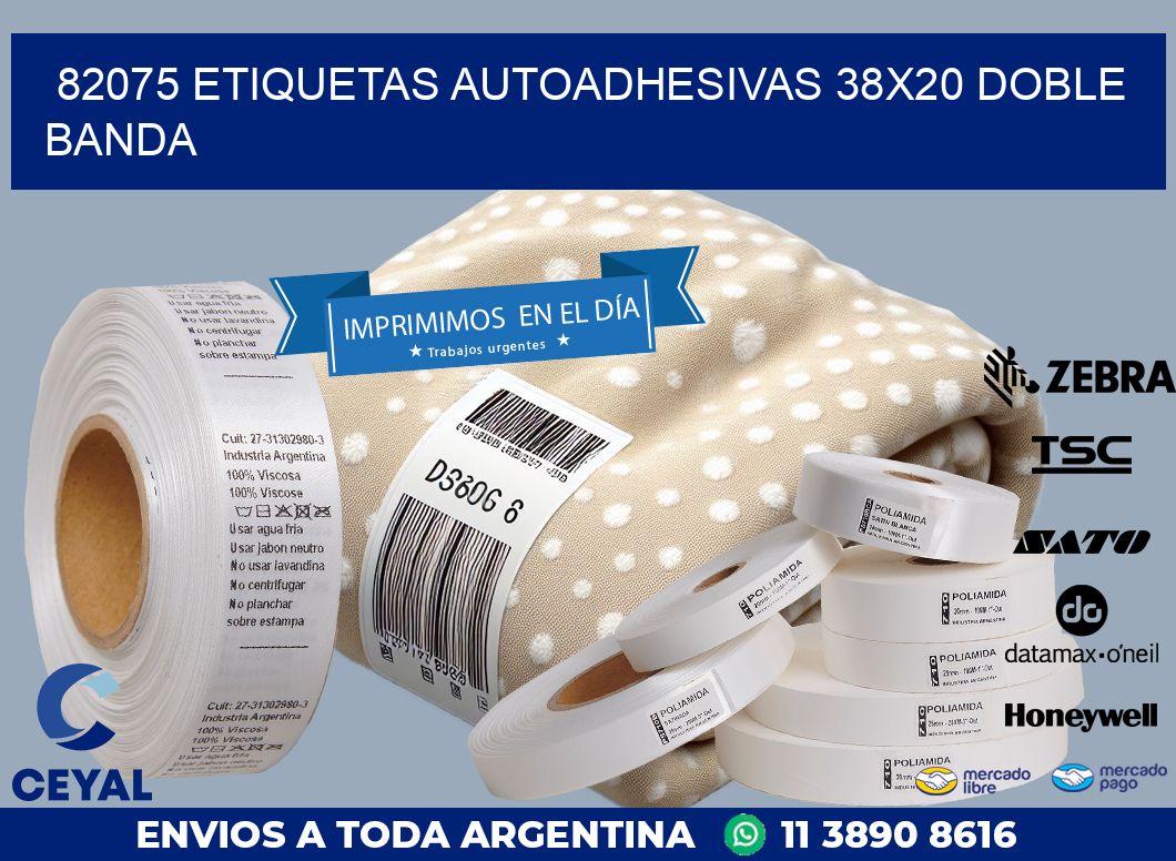82075 ETIQUETAS AUTOADHESIVAS 38X20 DOBLE BANDA