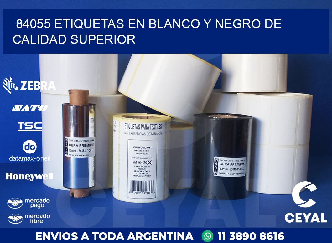 84055 ETIQUETAS EN BLANCO Y NEGRO DE CALIDAD SUPERIOR