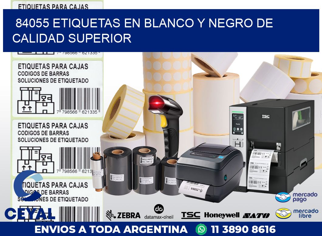 84055 ETIQUETAS EN BLANCO Y NEGRO DE CALIDAD SUPERIOR