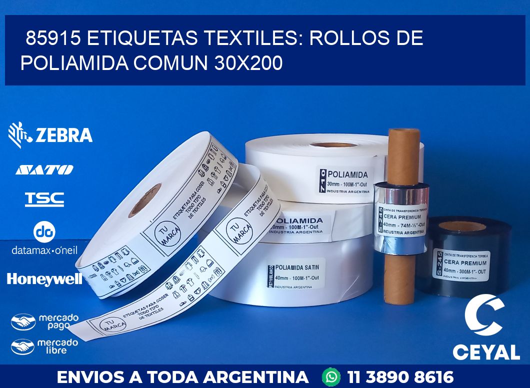 85915 ETIQUETAS TEXTILES: ROLLOS DE POLIAMIDA COMUN 30X200