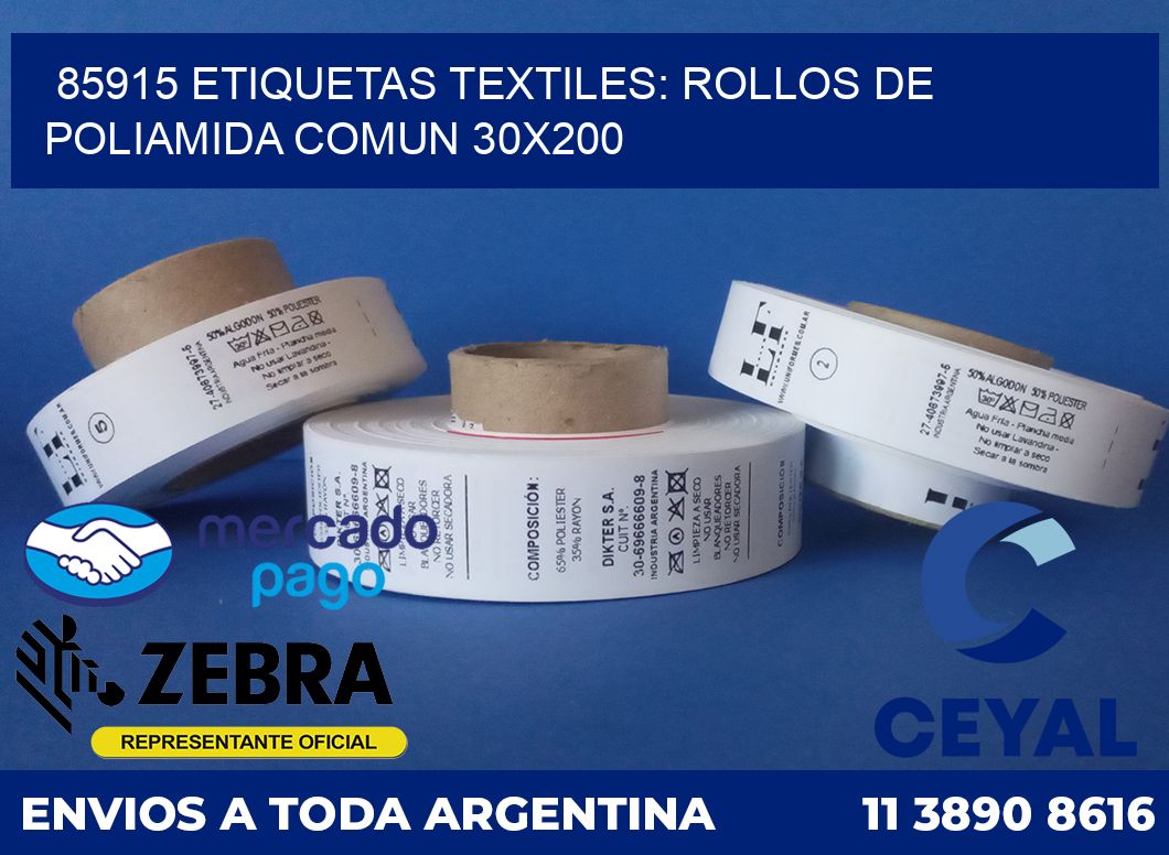 85915 ETIQUETAS TEXTILES: ROLLOS DE POLIAMIDA COMUN 30X200