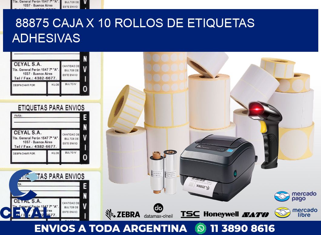 88875 CAJA X 10 ROLLOS DE ETIQUETAS ADHESIVAS