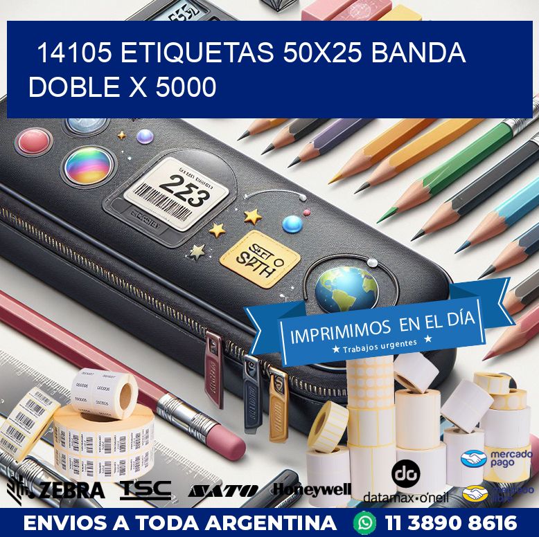 14105 ETIQUETAS 50X25 BANDA DOBLE X 5000