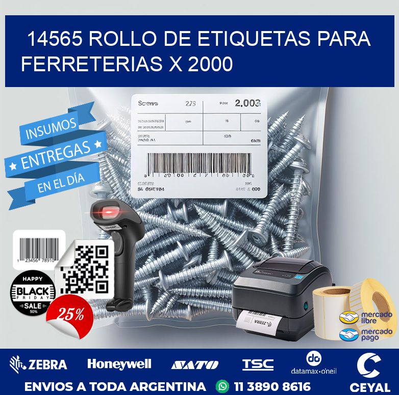 14565 ROLLO DE ETIQUETAS PARA FERRETERIAS X 2000