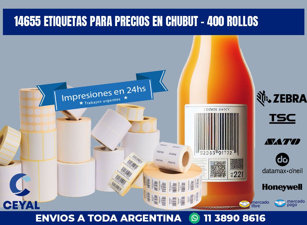 14655 ETIQUETAS PARA PRECIOS EN CHUBUT - 400 ROLLOS