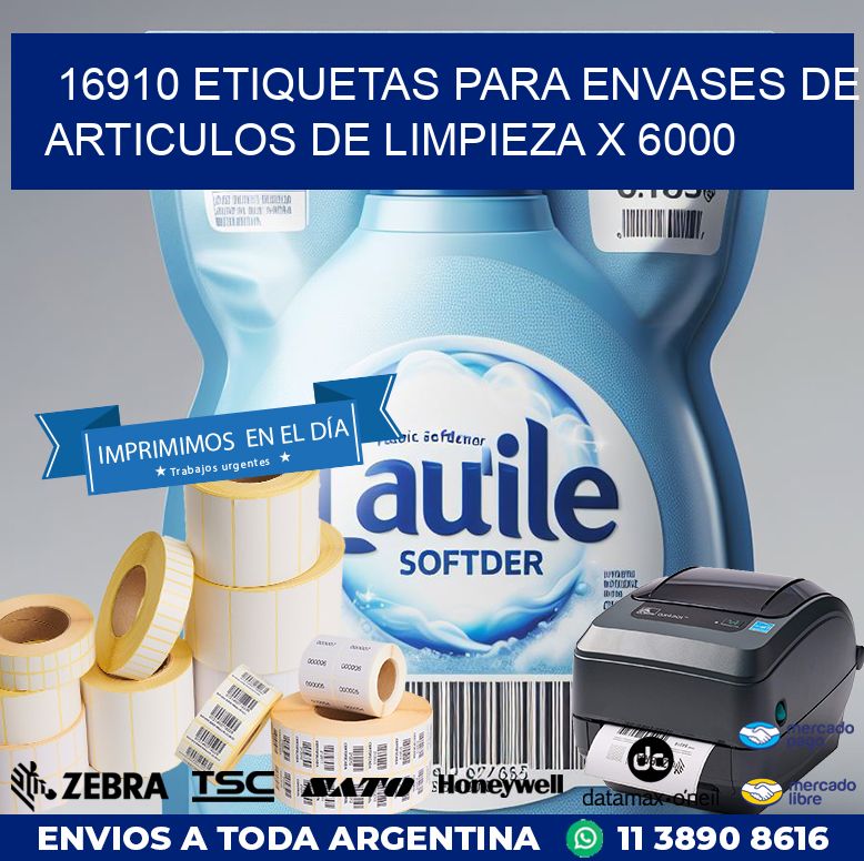 16910 ETIQUETAS PARA ENVASES DE ARTICULOS DE LIMPIEZA X 6000