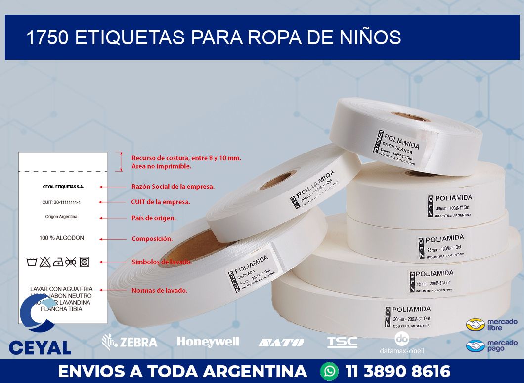 1750 ETIQUETAS PARA ROPA DE NIÑOS