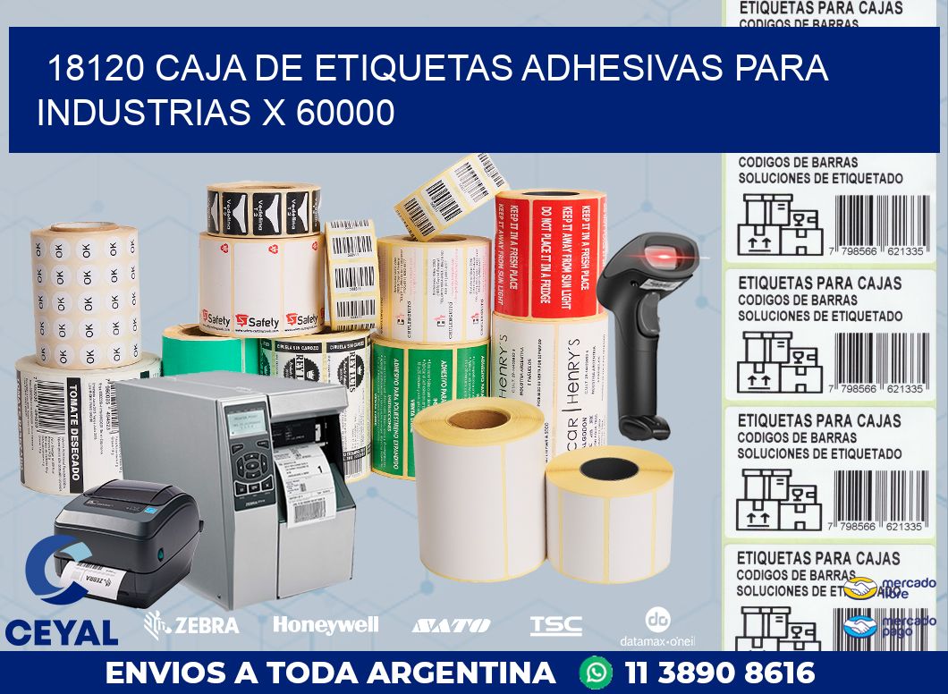 18120 CAJA DE ETIQUETAS ADHESIVAS PARA INDUSTRIAS X 60000