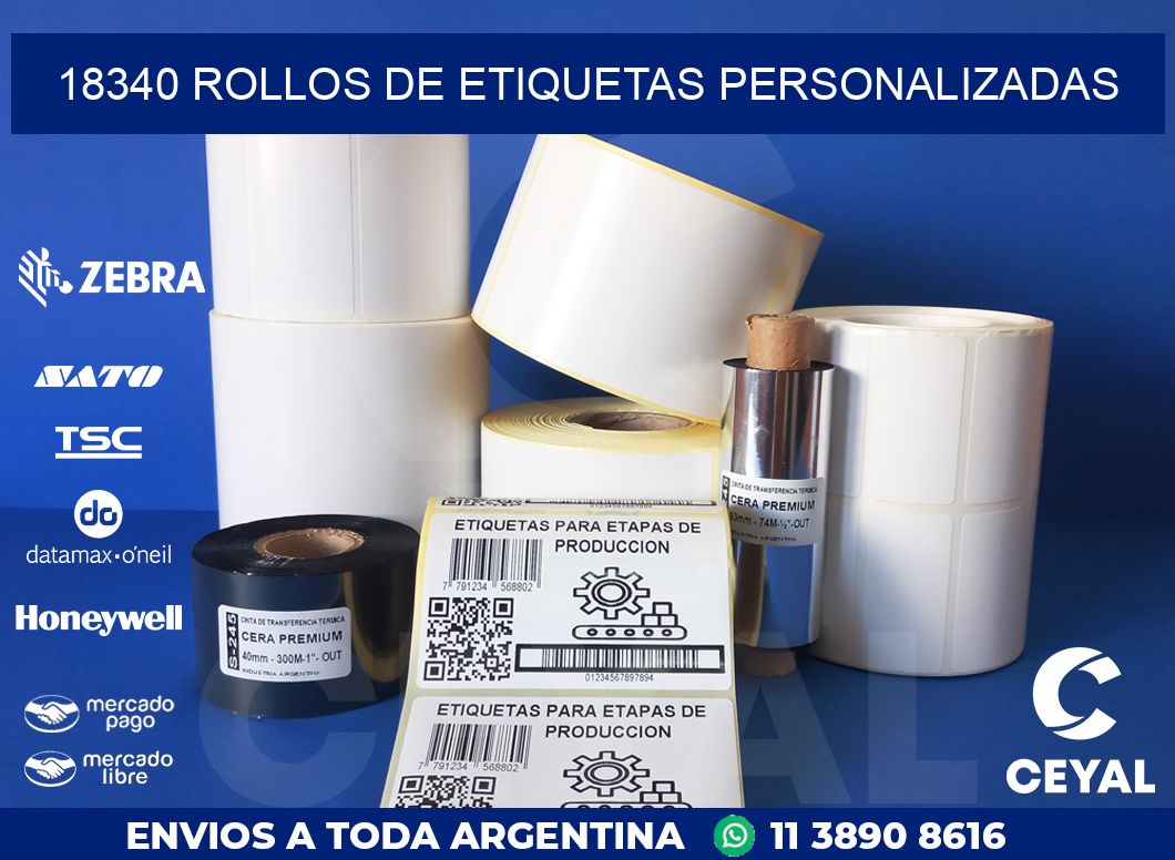18340 ROLLOS DE ETIQUETAS PERSONALIZADAS