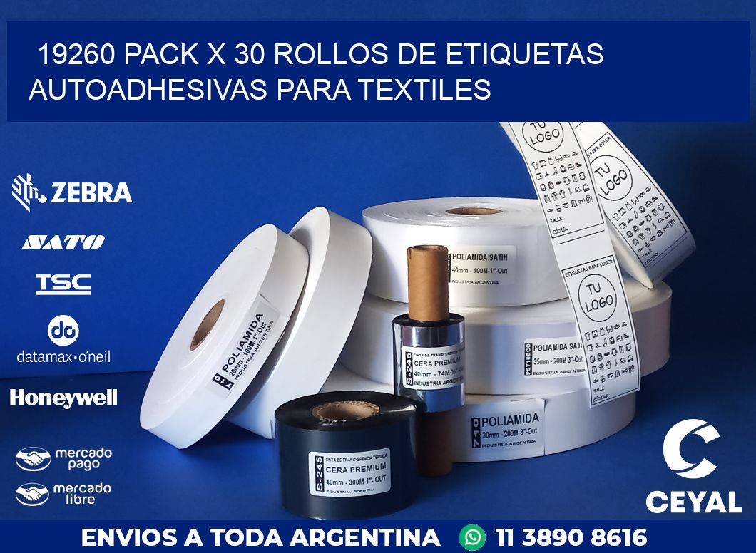 19260 PACK X 30 ROLLOS DE ETIQUETAS AUTOADHESIVAS PARA TEXTILES