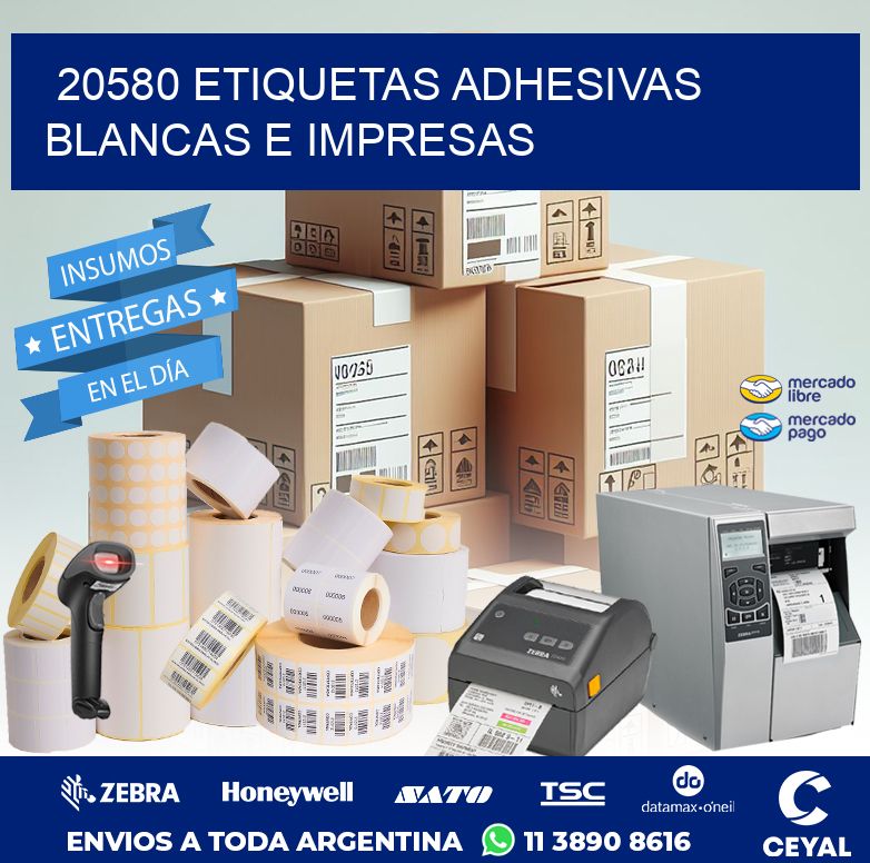 20580 ETIQUETAS ADHESIVAS BLANCAS E IMPRESAS