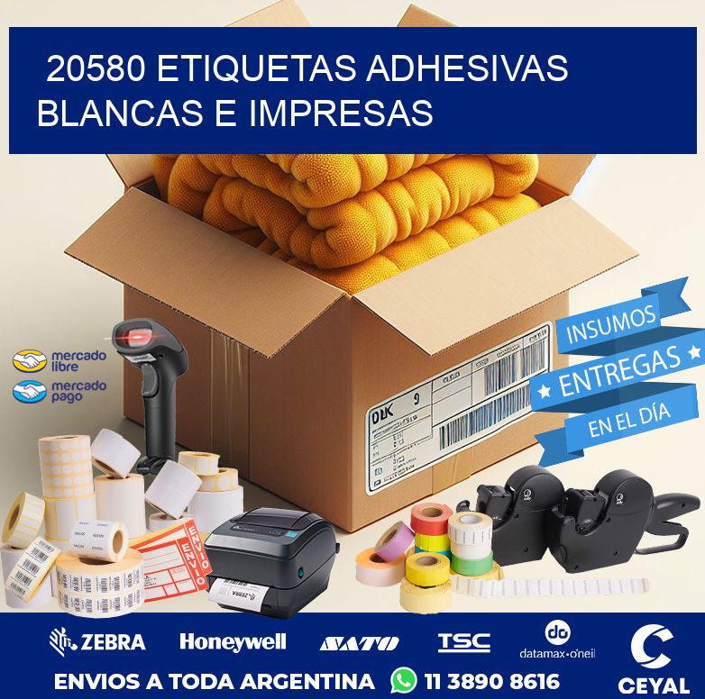 20580 ETIQUETAS ADHESIVAS BLANCAS E IMPRESAS