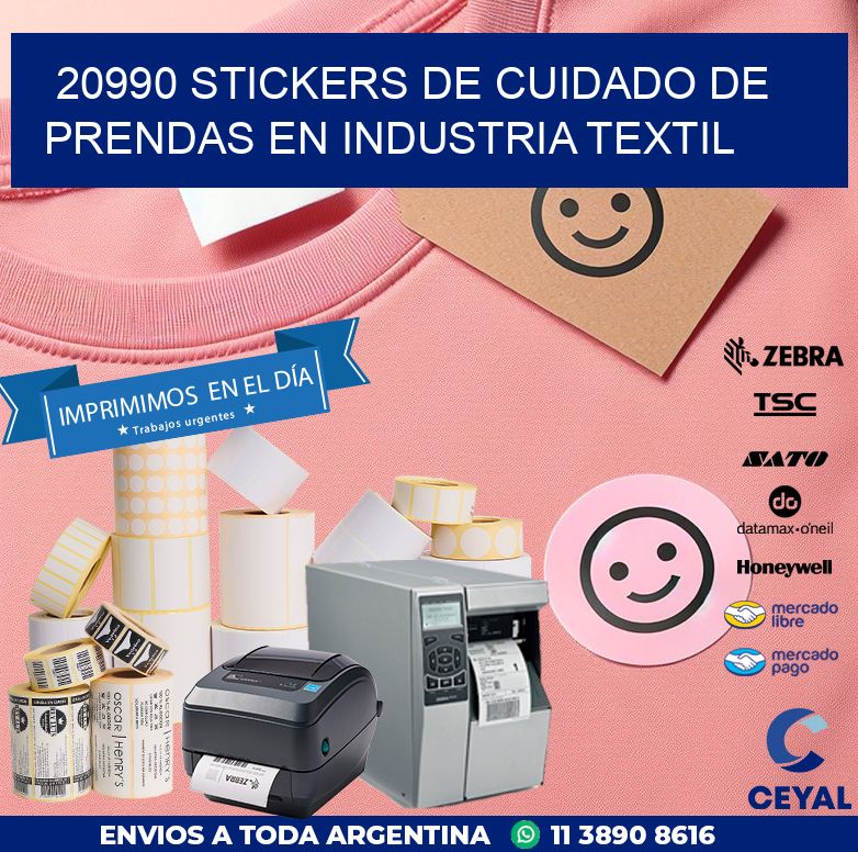 20990 STICKERS DE CUIDADO DE PRENDAS EN INDUSTRIA TEXTIL