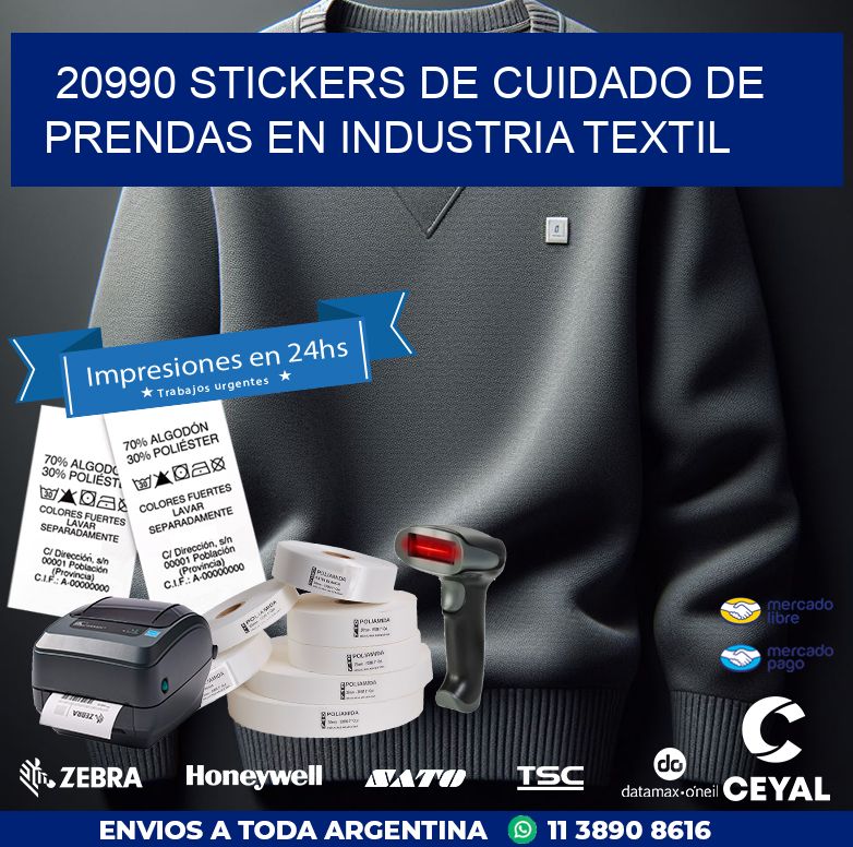 20990 STICKERS DE CUIDADO DE PRENDAS EN INDUSTRIA TEXTIL