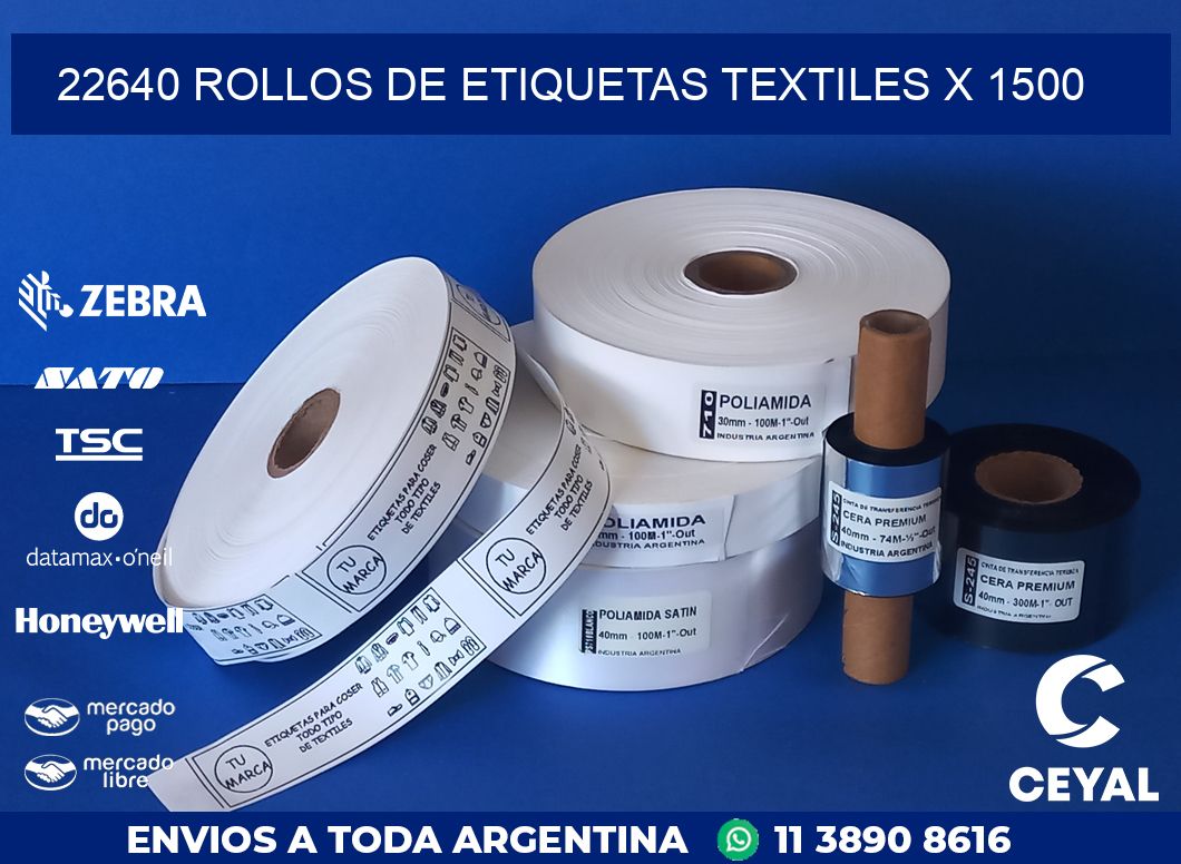 22640 ROLLOS DE ETIQUETAS TEXTILES X 1500