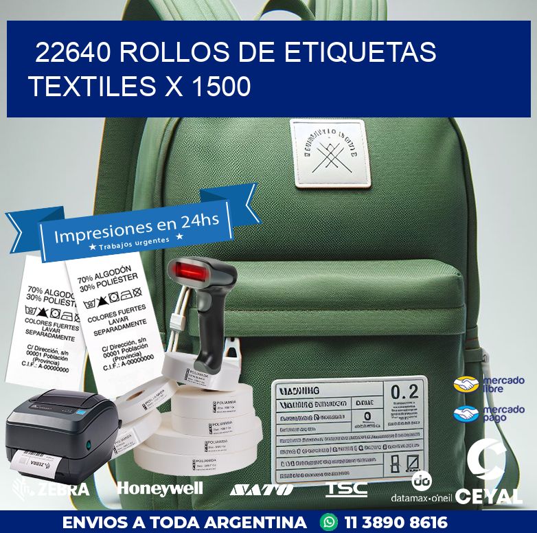 22640 ROLLOS DE ETIQUETAS TEXTILES X 1500