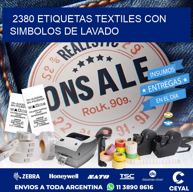 2380 ETIQUETAS TEXTILES CON SIMBOLOS DE LAVADO