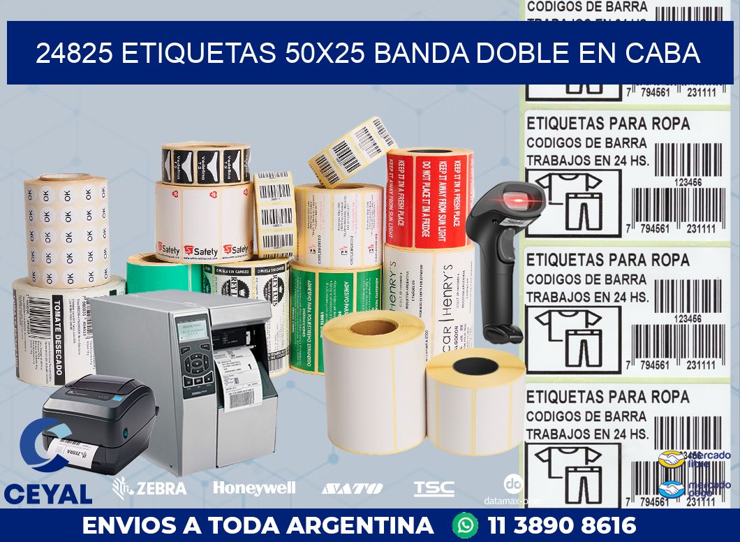 24825 ETIQUETAS 50X25 BANDA DOBLE EN CABA
