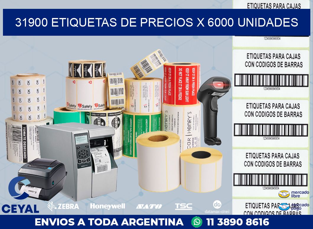31900 ETIQUETAS DE PRECIOS X 6000 UNIDADES