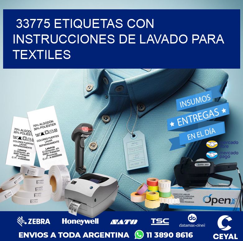 33775 ETIQUETAS CON INSTRUCCIONES DE LAVADO PARA TEXTILES