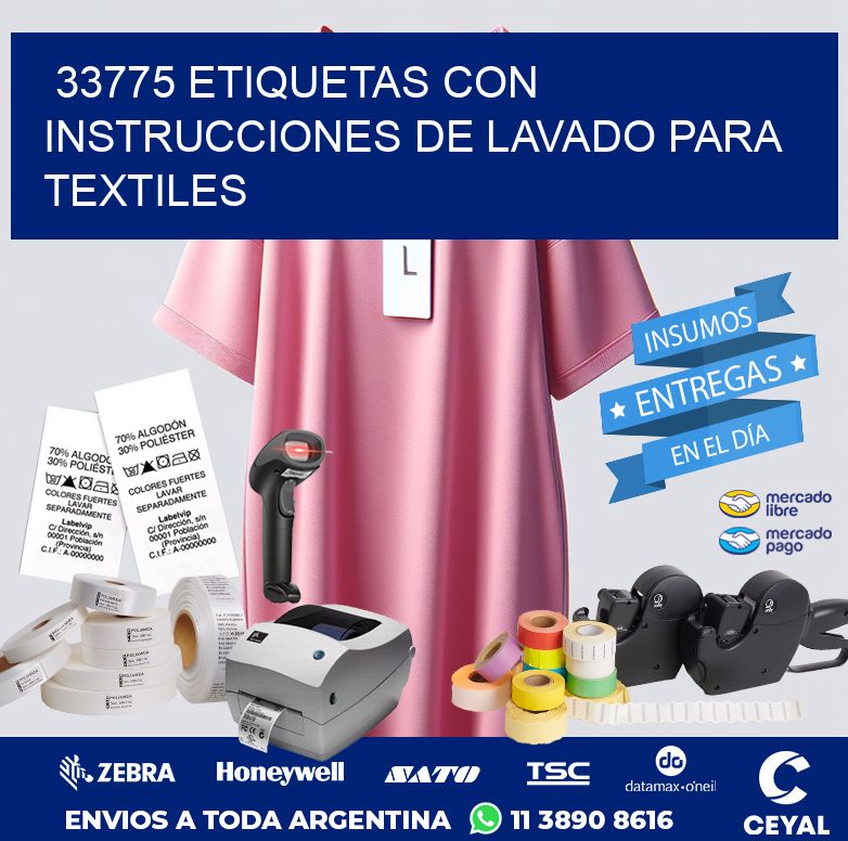 33775 ETIQUETAS CON INSTRUCCIONES DE LAVADO PARA TEXTILES