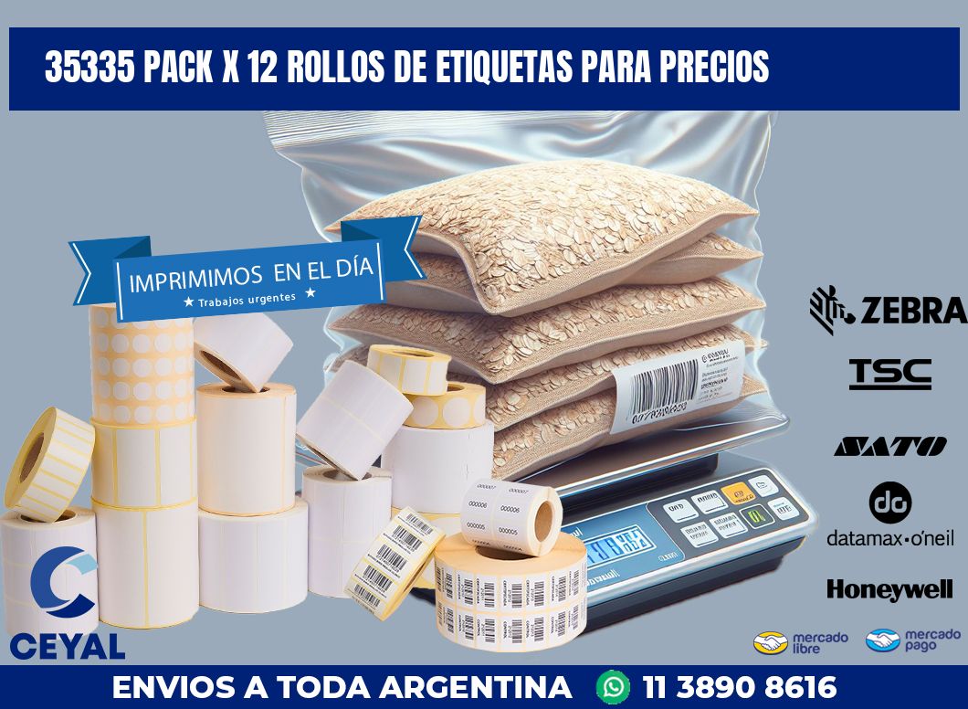 35335 PACK X 12 ROLLOS DE ETIQUETAS PARA PRECIOS