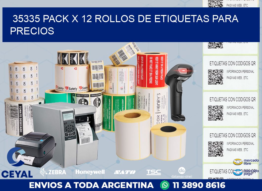 35335 PACK X 12 ROLLOS DE ETIQUETAS PARA PRECIOS