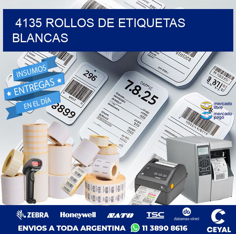 4135 ROLLOS DE ETIQUETAS BLANCAS
