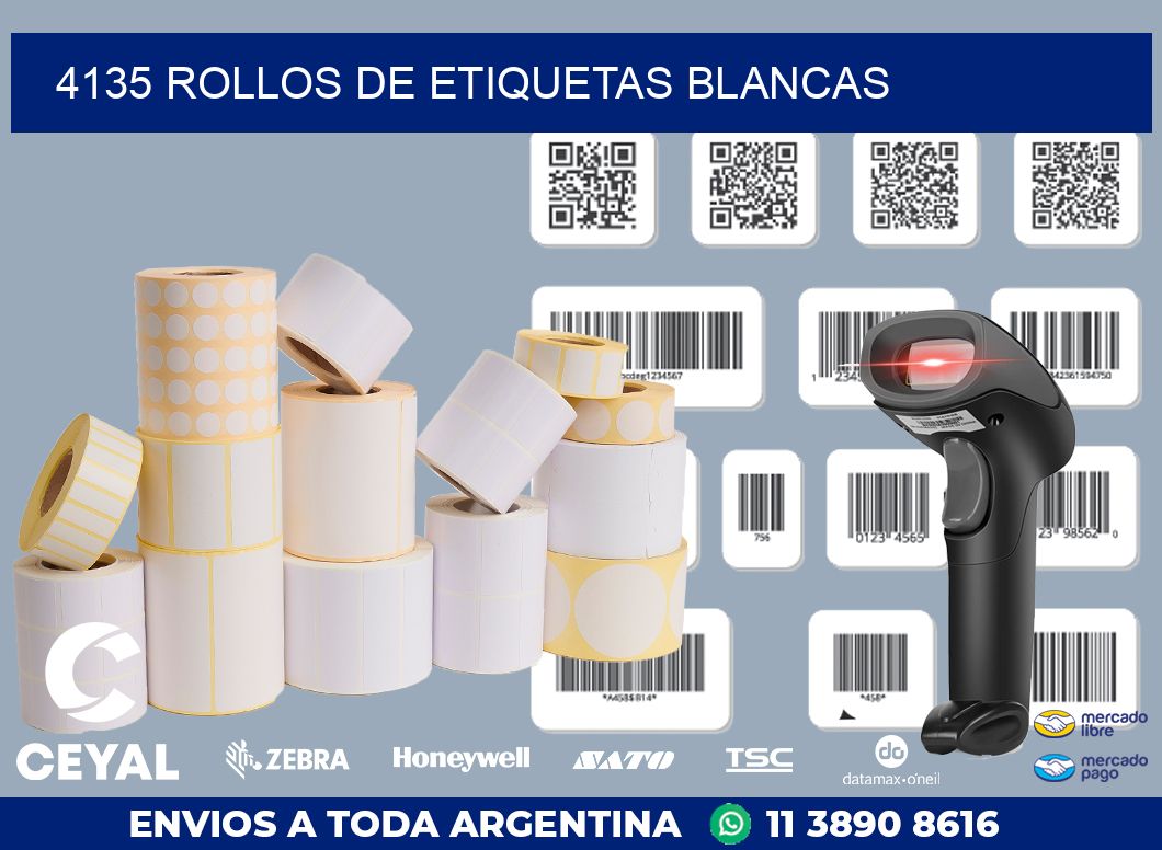 4135 ROLLOS DE ETIQUETAS BLANCAS