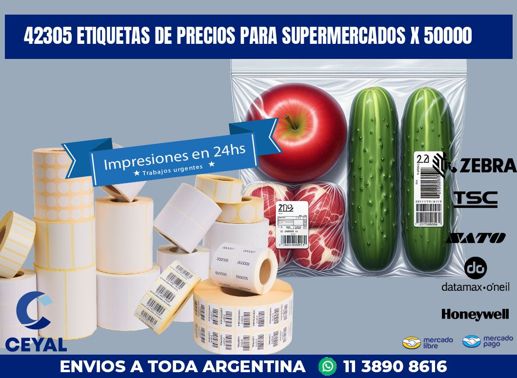 42305 ETIQUETAS DE PRECIOS PARA SUPERMERCADOS X 50000