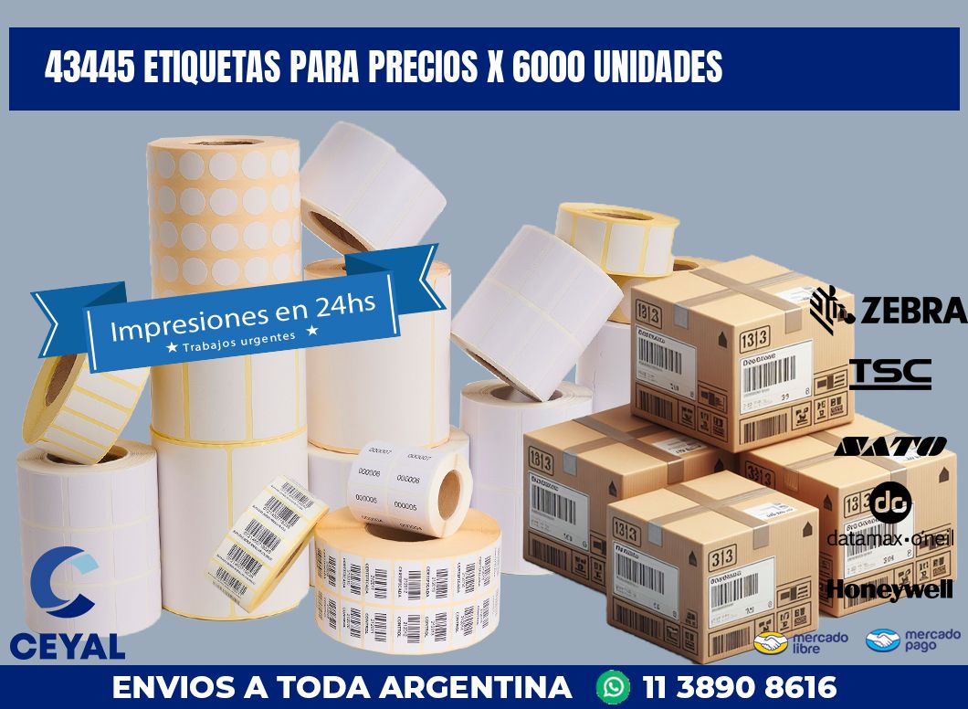43445 ETIQUETAS PARA PRECIOS X 6000 UNIDADES