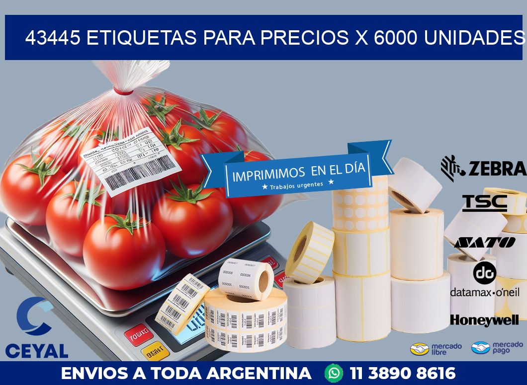 43445 ETIQUETAS PARA PRECIOS X 6000 UNIDADES