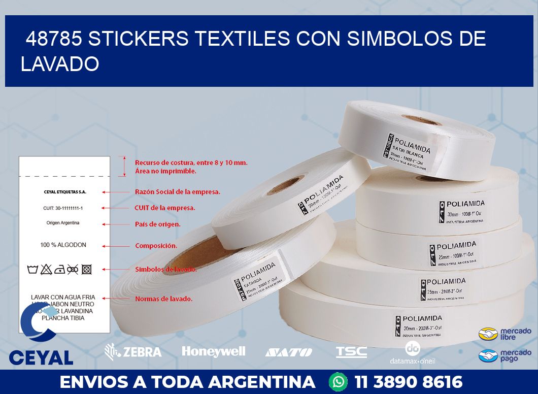 48785 STICKERS TEXTILES CON SIMBOLOS DE LAVADO