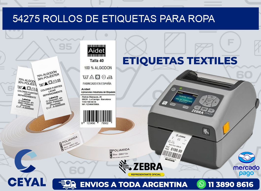 54275 ROLLOS DE ETIQUETAS PARA ROPA