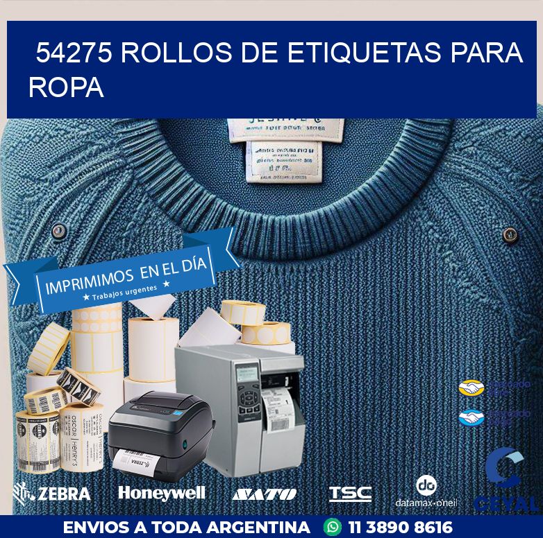 54275 ROLLOS DE ETIQUETAS PARA ROPA
