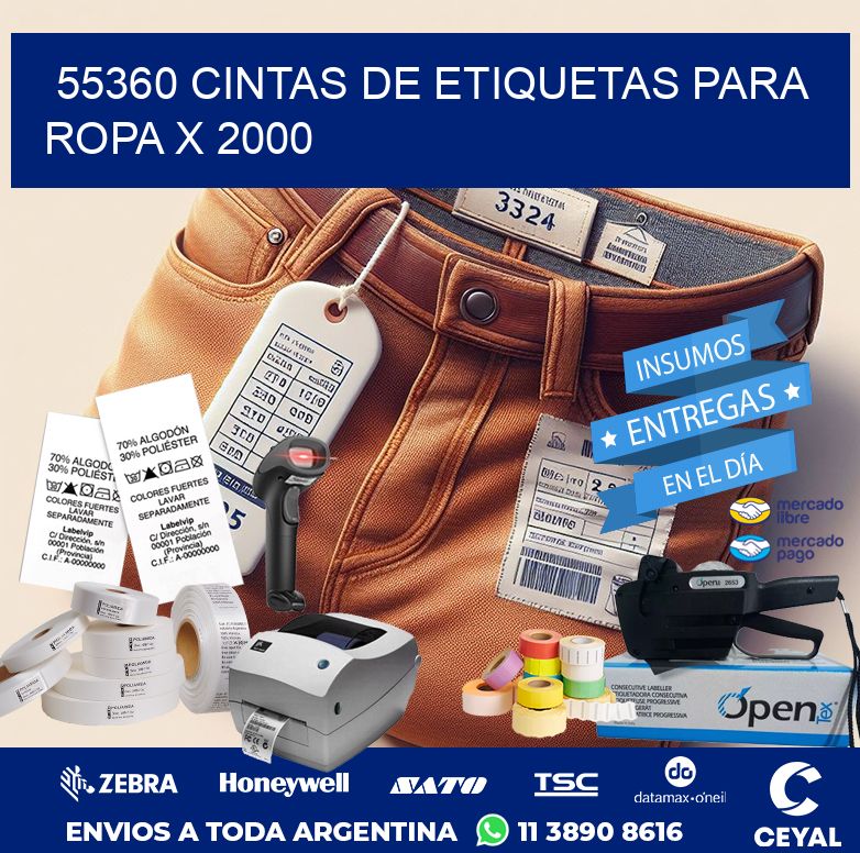 55360 CINTAS DE ETIQUETAS PARA ROPA X 2000