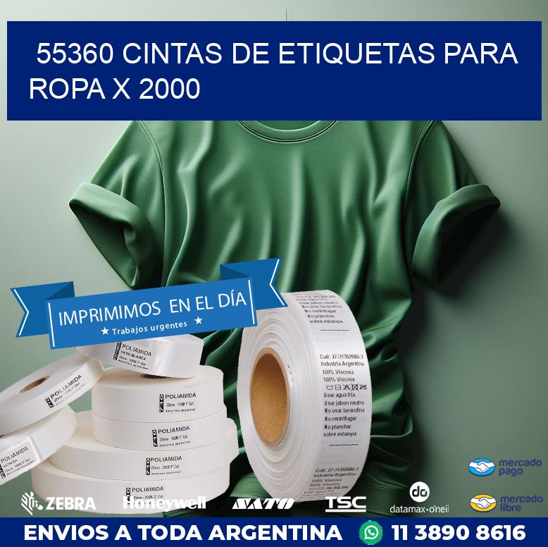 55360 CINTAS DE ETIQUETAS PARA ROPA X 2000