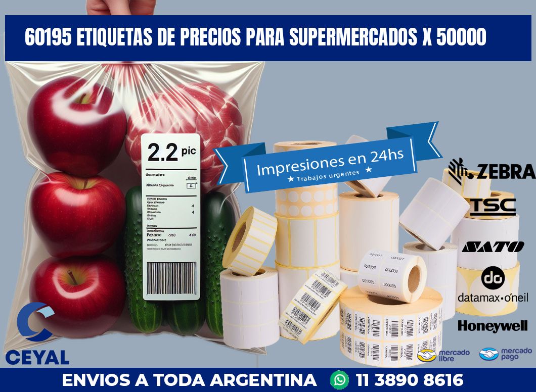 60195 ETIQUETAS DE PRECIOS PARA SUPERMERCADOS X 50000