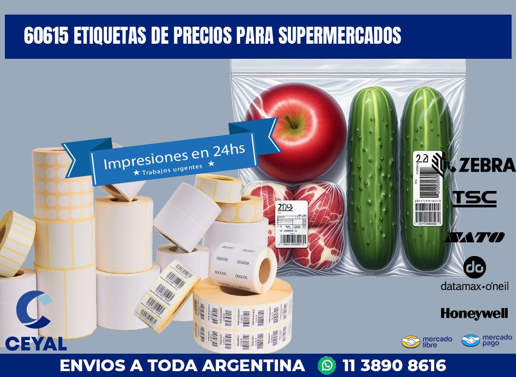 60615 ETIQUETAS DE PRECIOS PARA SUPERMERCADOS