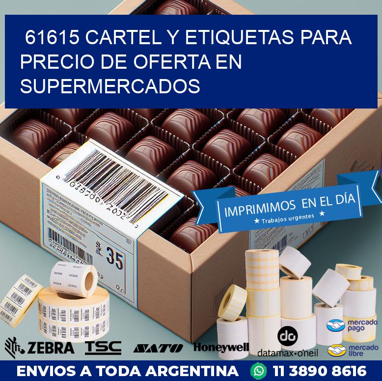 61615 CARTEL Y ETIQUETAS PARA PRECIO DE OFERTA EN SUPERMERCADOS