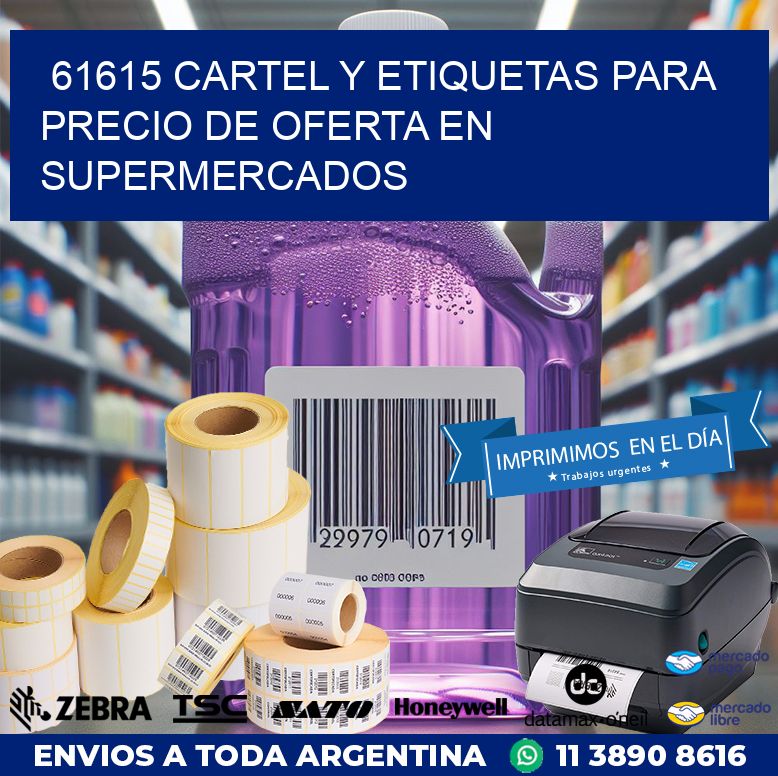 61615 CARTEL Y ETIQUETAS PARA PRECIO DE OFERTA EN SUPERMERCADOS