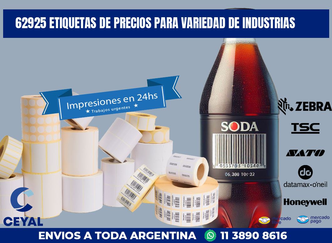 62925 ETIQUETAS DE PRECIOS PARA VARIEDAD DE INDUSTRIAS
