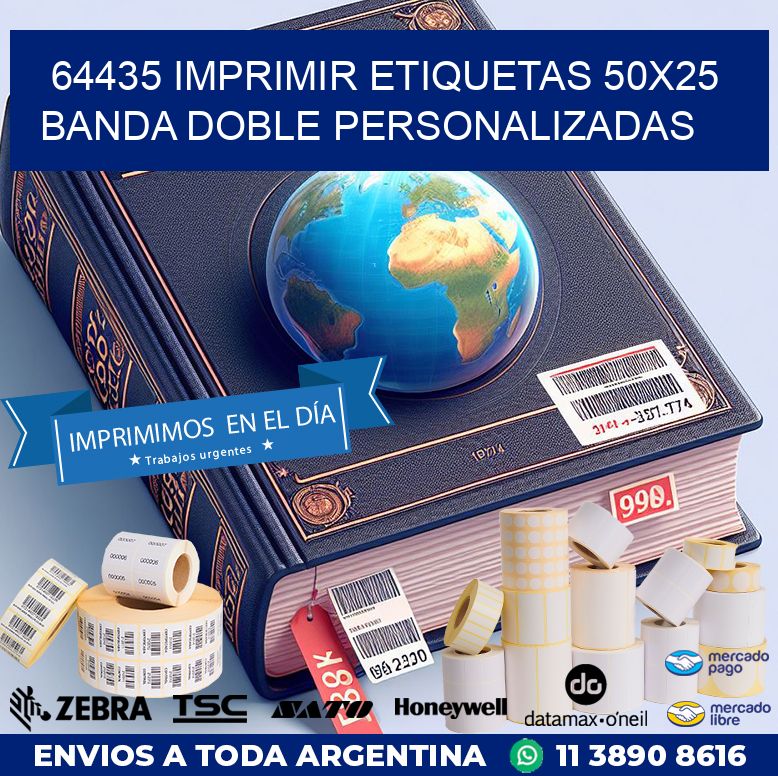 64435 IMPRIMIR ETIQUETAS 50X25 BANDA DOBLE PERSONALIZADAS