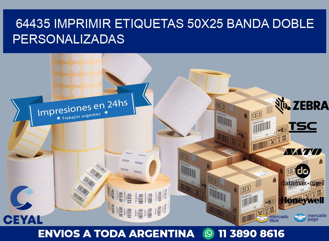 64435 IMPRIMIR ETIQUETAS 50X25 BANDA DOBLE PERSONALIZADAS