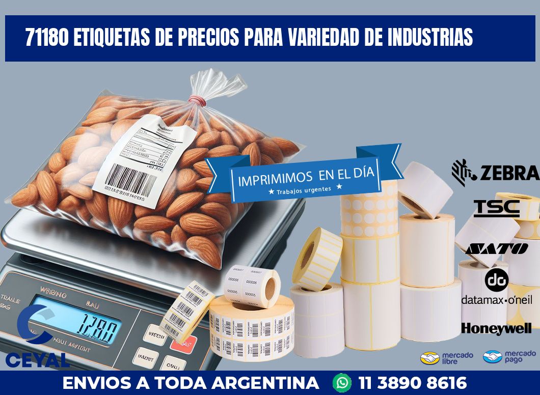 71180 ETIQUETAS DE PRECIOS PARA VARIEDAD DE INDUSTRIAS