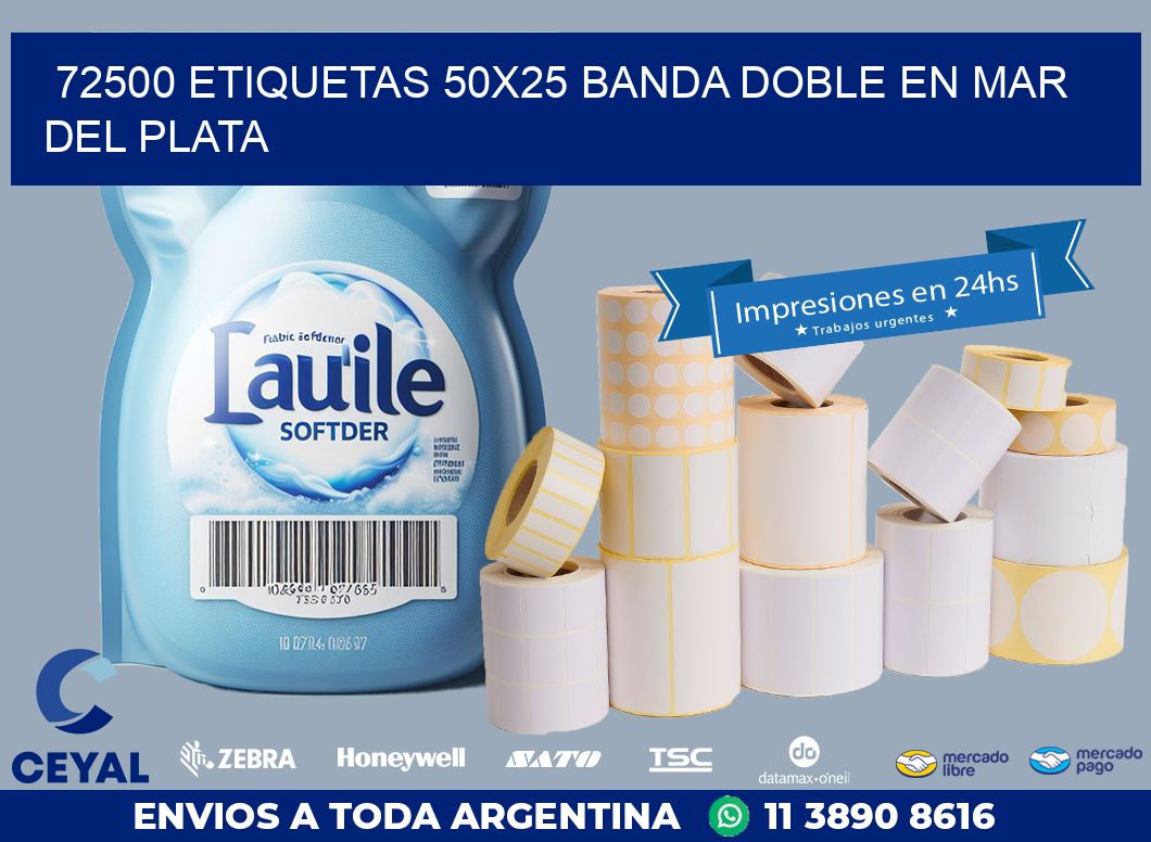72500 ETIQUETAS 50X25 BANDA DOBLE EN MAR DEL PLATA