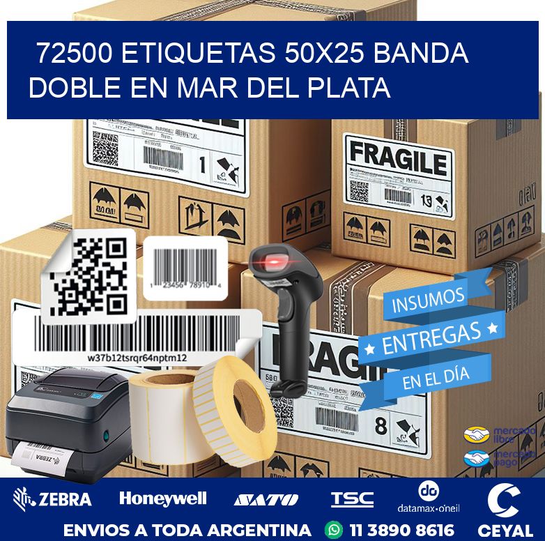 72500 ETIQUETAS 50X25 BANDA DOBLE EN MAR DEL PLATA