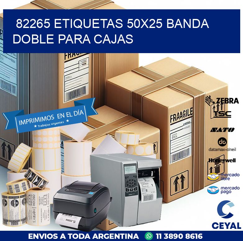 82265 ETIQUETAS 50X25 BANDA DOBLE PARA CAJAS