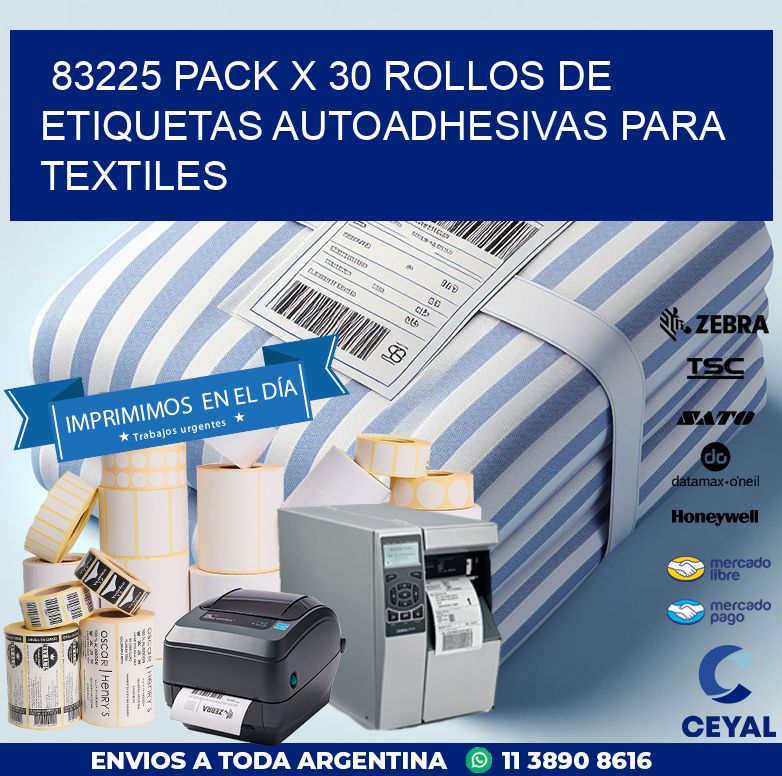 83225 PACK X 30 ROLLOS DE ETIQUETAS AUTOADHESIVAS PARA TEXTILES