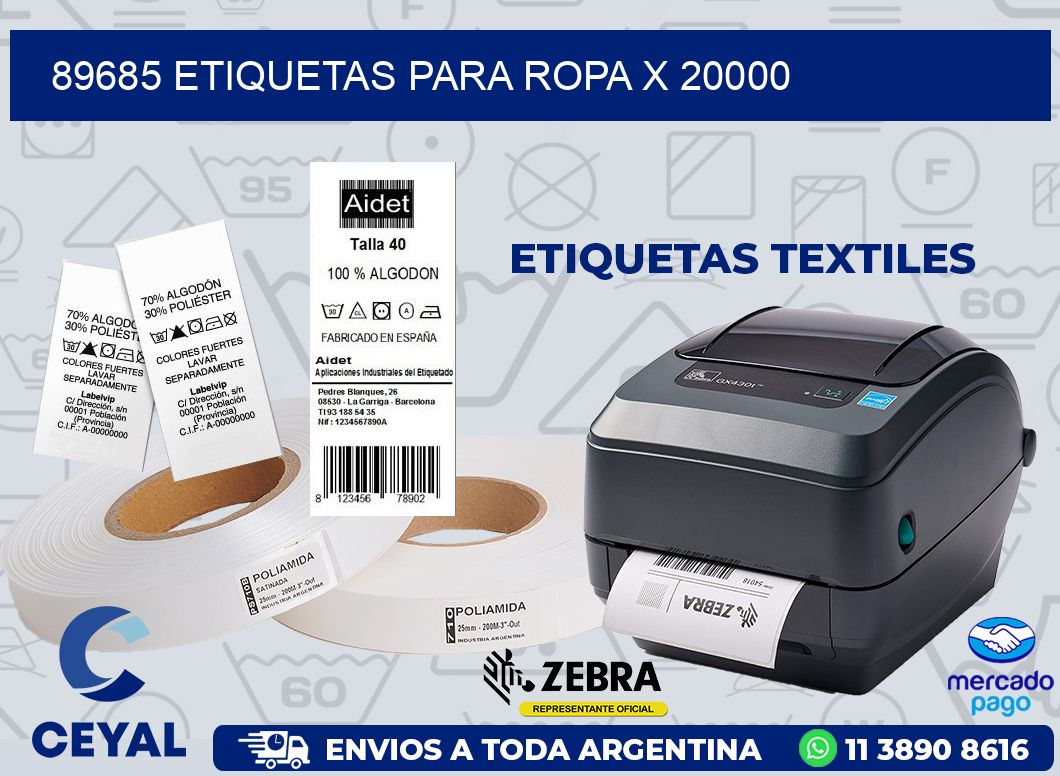 89685 ETIQUETAS PARA ROPA X 20000